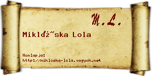 Miklóska Lola névjegykártya